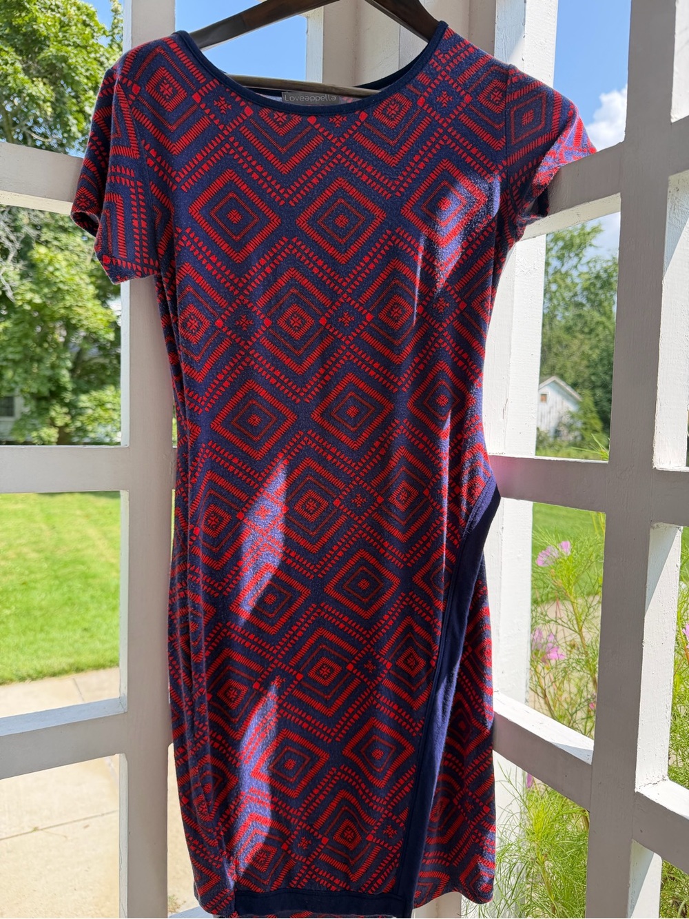 Loveappella Medium Faux Wrap Geometric Print Dress